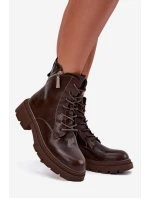 Dámské zateplené kotníkové workery Big Star – hnědé