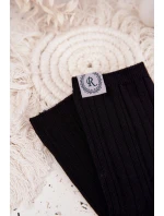 Dámské bavlněné ponožky s pruhy – černé