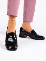 Originální dámské mokasíny černé na širokém podpatku Originální dámské mokasíny černé na širokém podpatku