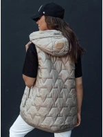 Dámská prošívaná vesta s kapucí GLITZY camel FashionStreet TY4444 Dámská prošívaná vesta s kapucí GLITZY camel FashionStreet TY4444
