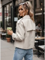 Dámský krátký elegantní kabát klasického střihu světle béžový FashionStreet NY0772