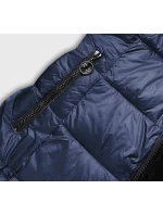 Tmavě modrá oboustranná dámská bunda - kožíšek (b8051-3) Tmavě modrá oboustranná dámská bunda - kožíšek (b8051-3)