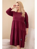 Dámská bavlněná sukýnka Plus Size s volány a ohrnutým rukávem žlutá