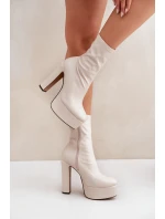 Boty Na Vysokém Podpatku A Platformě Světle Béžové Tennira