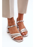 Dámské sandály na nízkém podpatku vyrobené z eko kůže Sergio Leone Silver Dámské sandály na nízkém podpatku vyrobené z eko kůže Sergio Leone Silver