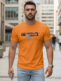 Pánské oranžové bavlněné tričko s potiskem FashionStreet NX5017R