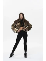 Hnědá krátká dámská oversize bunda se širokými rukávy (J9-016) Hnědá krátká dámská oversize bunda se širokými rukávy (J9-016)