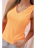 Top dámský bavlněný na ramínkách s dekoltem V neonově oranžový