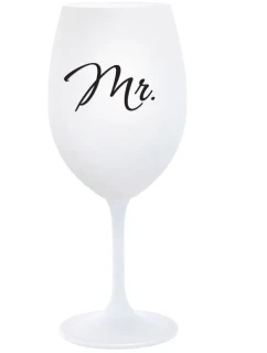 MR. - bílá sklenice na víno 350 ml