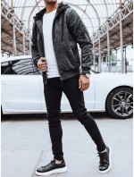 Pánská rozepínací zateplená tmavě šedá mikina FashionStreet BX5626 Pánská rozepínací zateplená tmavě šedá mikina FashionStreet BX5626