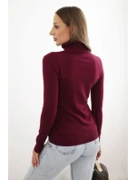 Dámský svetr z viskózy s rolákem a dlouhým rukávem bordový Dámský svetr z viskózy s rolákem a dlouhým rukávem bordový