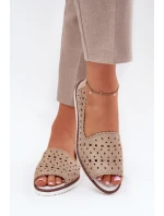 Kožené vyřezávané baleríny s odkrytými prsty S.Barski LR51-922 Zlaté