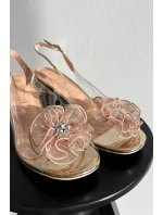 Sandály na podpatku s ozdobou D&A MR52-238 zlaté