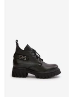 Zazoo 60483 Dámské Kožené Boty S Nízkým Zvrškem Zateplené Černé