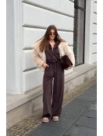 Dámské sněhule Querina na platformě s kožešinou a výšivkou – tmavě béžové