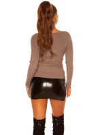 Dámský sexy svetřík se zavinovacími prvky IN-1537 Šedá - Koucla Dámský sexy svetřík se zavinovacími prvky IN-1537 Šedá - Koucla