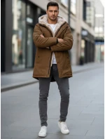 Pánská zimní bunda parka s kapucí FashionStreet hnědá TX4972