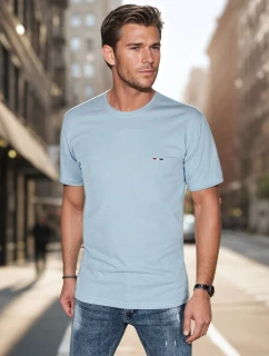 Pánské vyšívané tričko modré FashionStreet RX5639