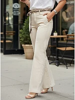 Dámské rovné džínové kalhoty s vysokým pasem ecru FashionStreet UY3058