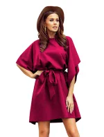 SOFIA - Dámské motýlkové šaty ve vínové bordó barvě se zavazováním v pase 287-18 SOFIA - Dámské motýlkové šaty ve vínové bordó barvě se zavazováním v pase 287-18