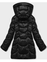 Černá volná dámská zimní bunda z ekologické kůže (AG2-J90)