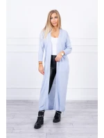 Svetr dlouhý svetr vázaný v pase modrý