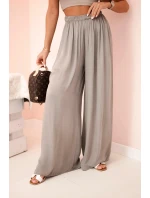 Široké dámské viskózové kalhoty s elastickým pasem fango