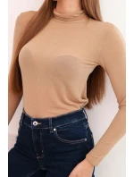 Dámská kasmírová halenka s rolákem a dlouhým rukávem camelová