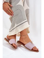 Dámské Sandály Na Plochém Podpatku S Ozdobnými Detaily Fialové Saliena