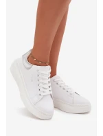 Dámské tenisky na platformě Big Star – bílo-stříbrné