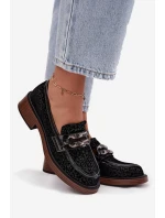 Semišové dámské mokasíny s ozdobou D&A – černé