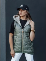 Dámská prošívaná vesta s kapucí GLITZY zelená FashionStreet TY4456