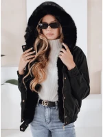 Dámská zimní bunda VESSADA krátká s kožešinou černá FashionStreet TY5059