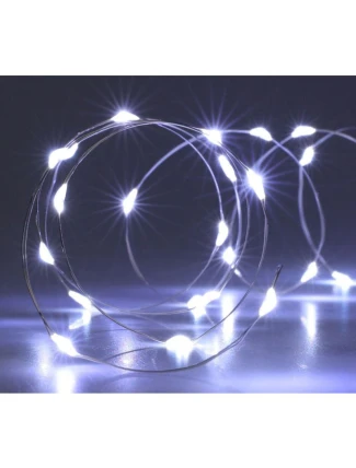 DRÁTĚNÁ SVĚTLA OVLÁDANÁ BATERIEMI GIRLANDA 40 VEDLA STUDENÁ BÍLÁ