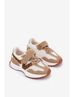 Dětské tenisky na suchý zip s leopardím vzorem tmavě béžové Tezzu