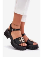 Dámské kožené sandály se zlatým detailem Vinceza 79541 Černé