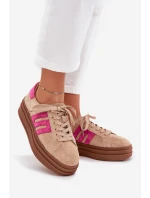 Dámské tenisky na platformě z přírodní semiš béžovo-růžové Eldira Dámské tenisky na platformě z přírodní semiš béžovo-růžové Eldira
