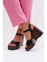 Dámské sandály na platformě Eko kůže Černé Parilisse
