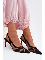 Dámské sandály sítě na jehlovém podpatku Černé Cornelia