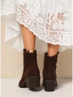 Dámské semišové prolamované boho hnědé boty FashionStreet ZY1356