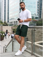 Pánské teplákové kraťasy, tmavě zelené, FashionStreet SX2634