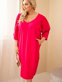 Dámské šaty Plus Size s kapsami fuchsiová