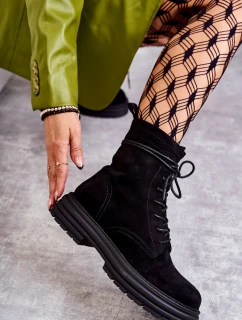 Dámské semišové boty se zavazováním Černé Afra