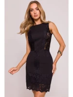 M864 Mini šaty s krajkovými panely - černé M864 Mini šaty s krajkovými panely - černé
