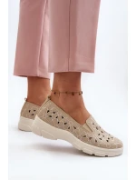 Béžové dámské prolamované boty Emilei