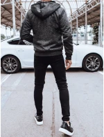 Pánská rozepínací zateplená tmavě šedá mikina FashionStreet BX5626 Pánská rozepínací zateplená tmavě šedá mikina FashionStreet BX5626