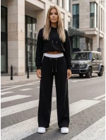 Dámská souprava širokých kalhot GALAXY GLOW černá FashionStreet AY0952 Dámská souprava širokých kalhot GALAXY GLOW černá FashionStreet AY0952