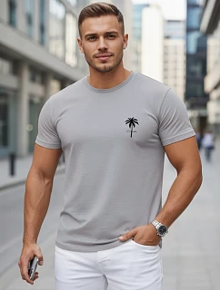 Pánské bavlněné tričko s potiskem, šedé, FashionStreet NX5126R