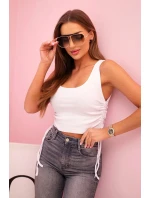 Dámská žebrovaná halenka se stahovací šňůrkou na bocích bílý Dámská žebrovaná halenka se stahovací šňůrkou na bocích bílý