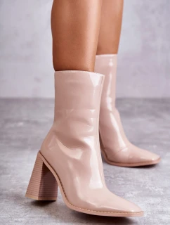 Dámské lakované kozačky Béžové Margit